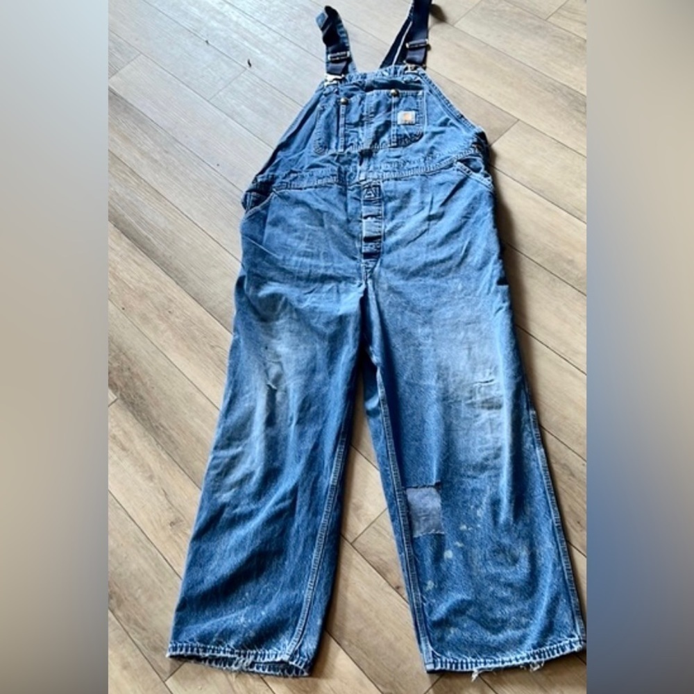 CARHARTT Vintage Denim Overalls Distressed Men’s Size 46 x 30​​​​​​